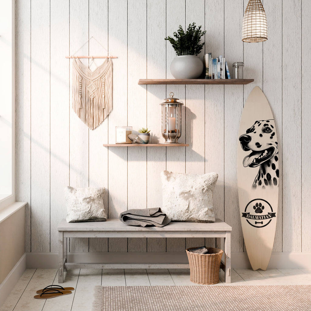 DALMATIAN DOG Dekorativní panel ve tvaru surfu