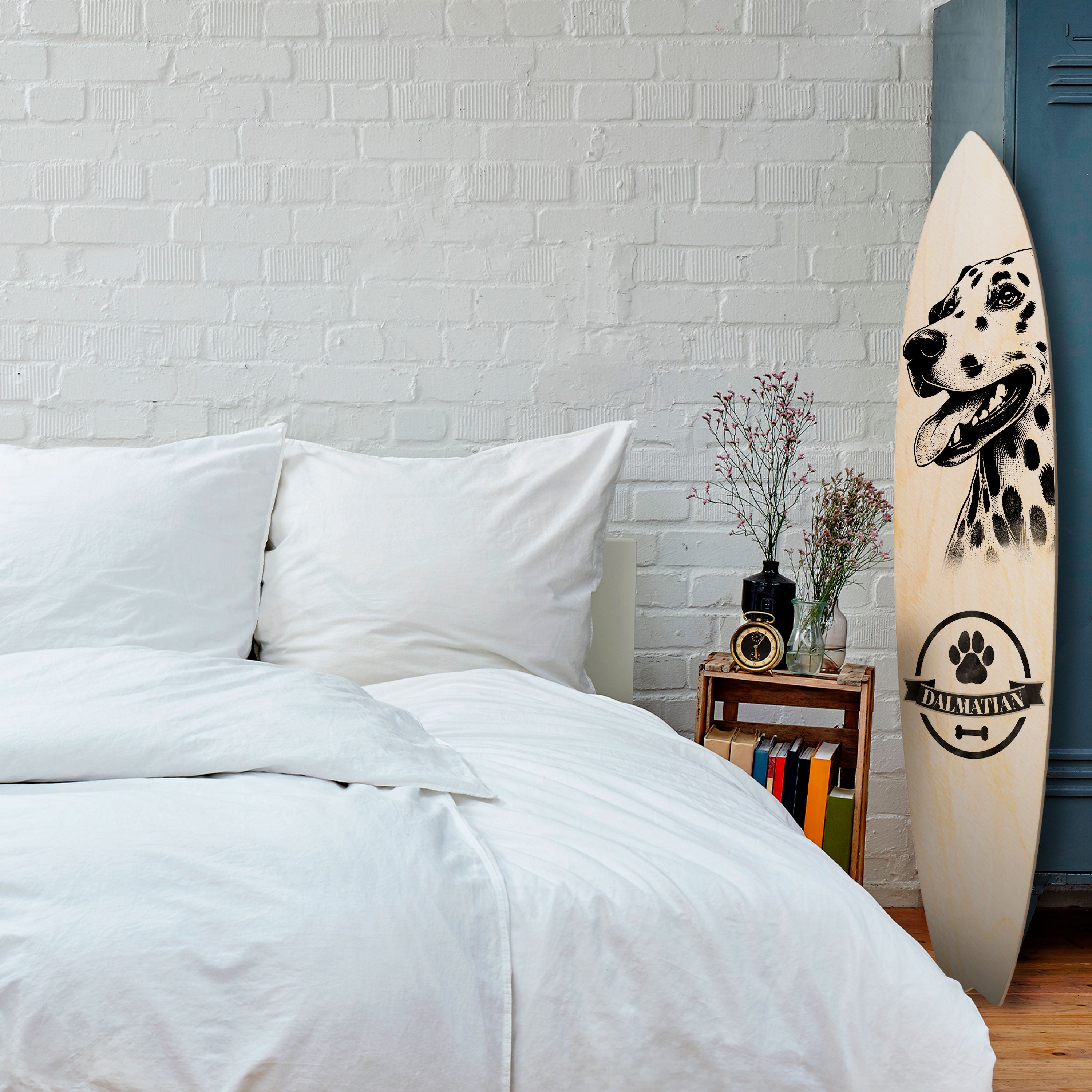 DALMATIAN DOG Dekorativní panel ve tvaru surfu