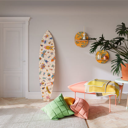 COLORFUL INSECTS Dekorativní panel ve tvaru surfu