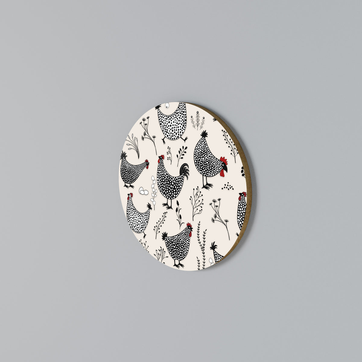 HAPPY HENS Kulatá nástěnná dekorace