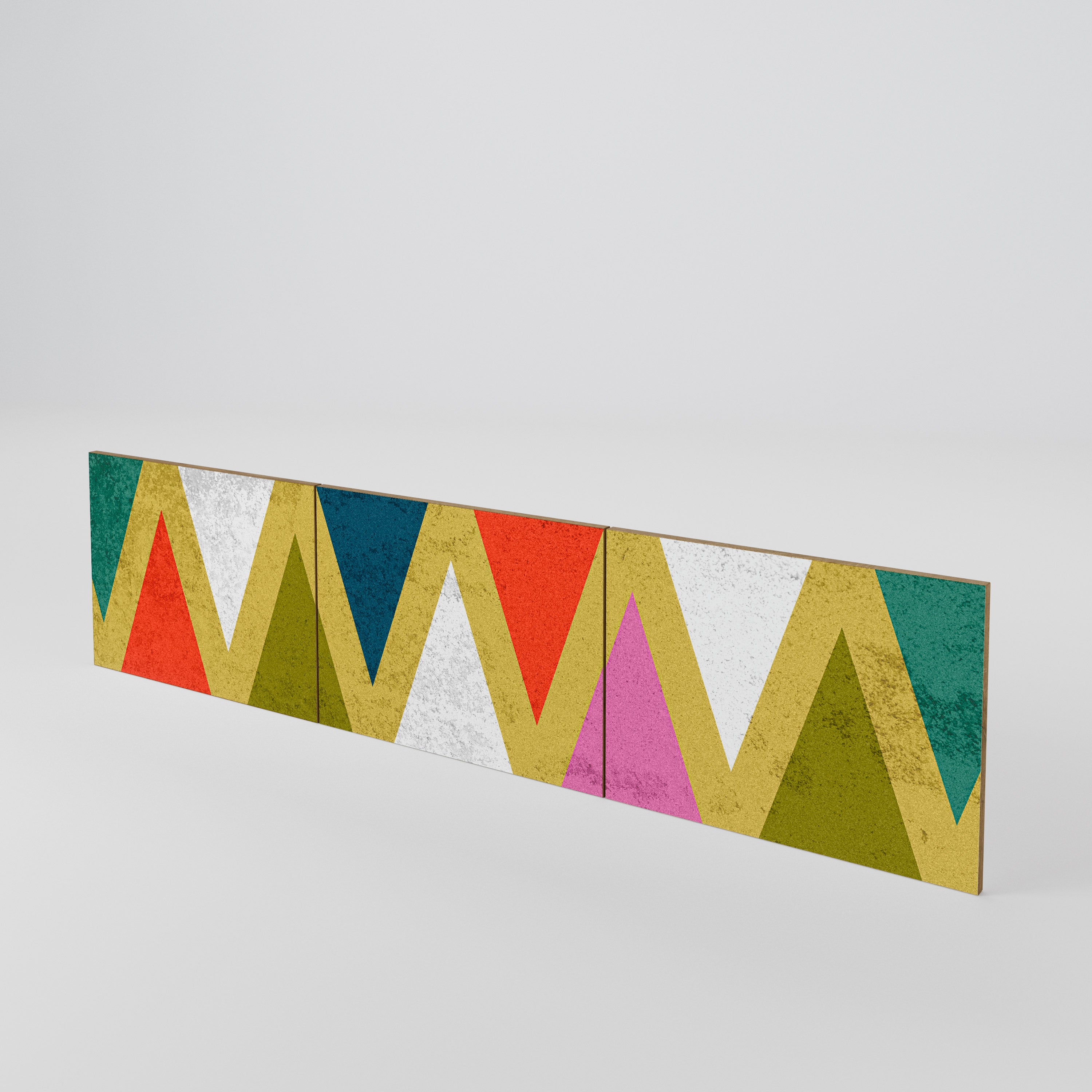 COLORFUL TRIANGLES 3-Piece TV Cabinet Door Set