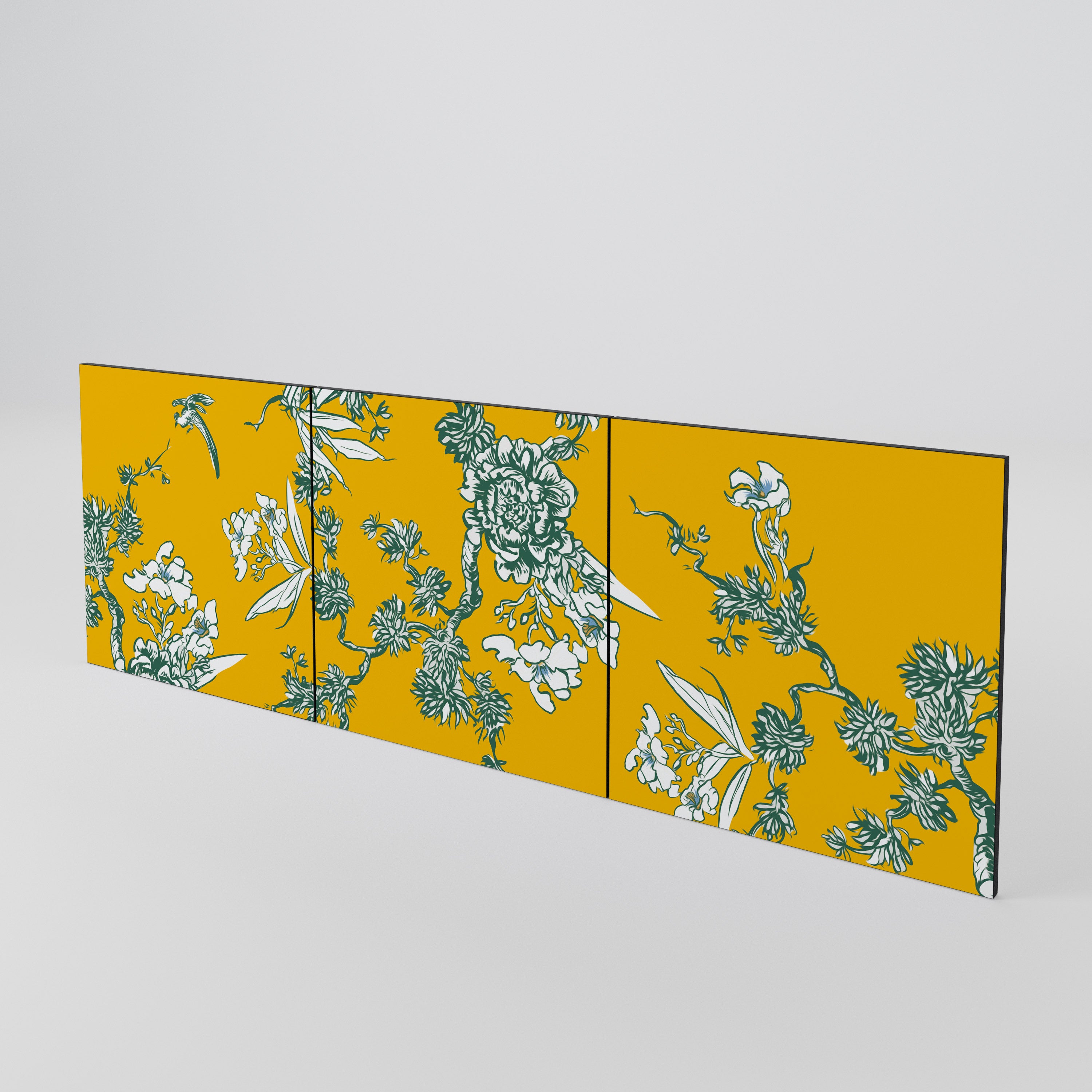 YELLOW CHINOISERIE 3-Piece Sideboard Door Set