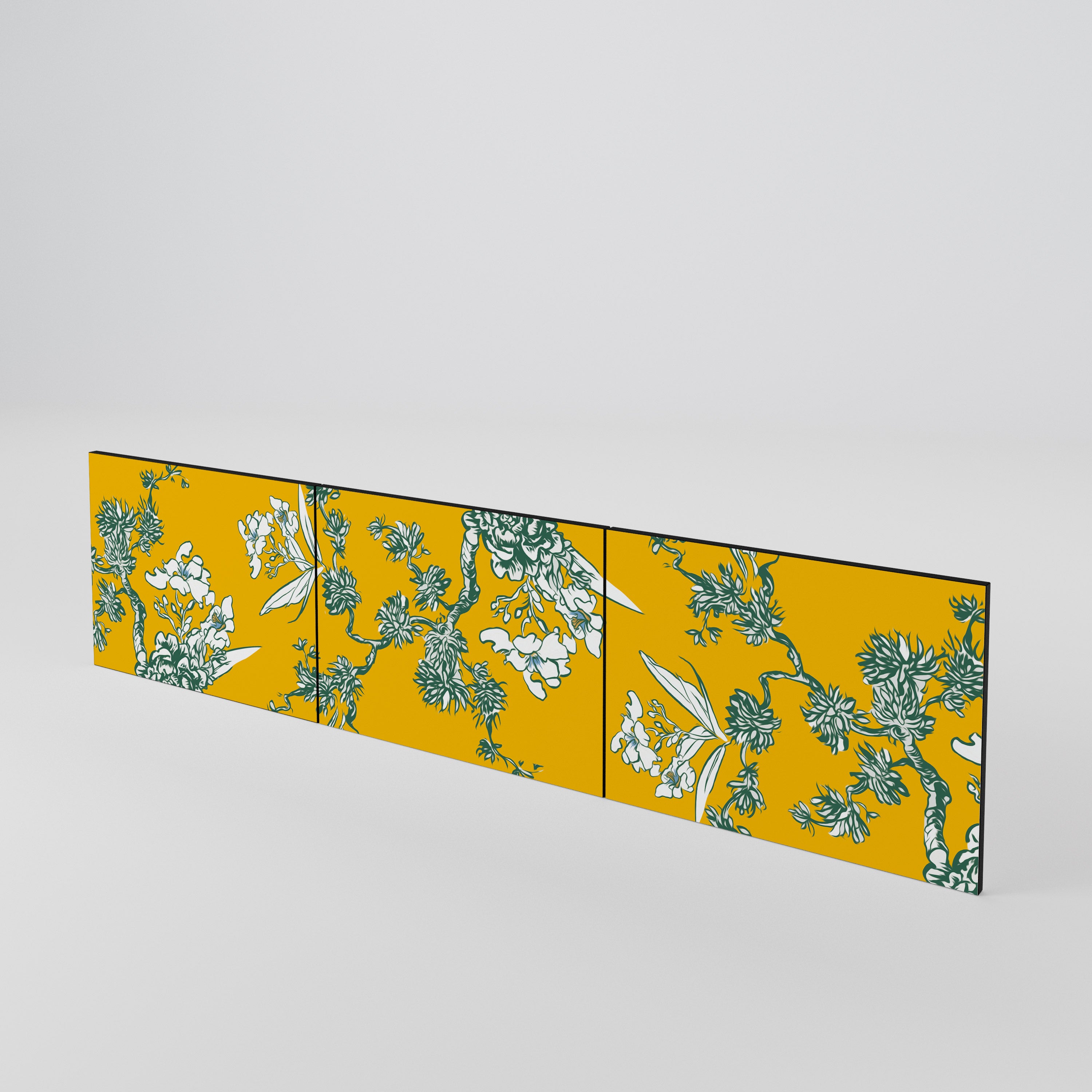 YELLOW CHINOISERIE 3-Piece TV Cabinet Door Set