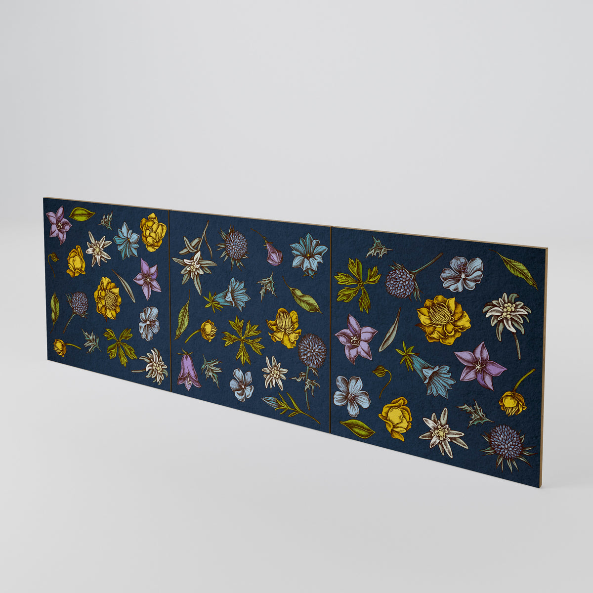 FLOWERS ON NAVY BLUE Sada 3 ks dvířek ke komodě