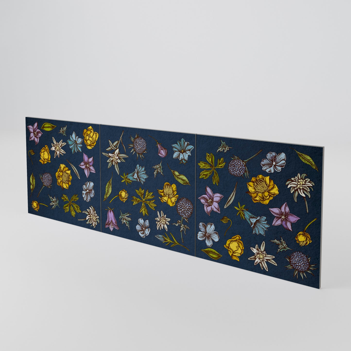 FLOWERS ON NAVY BLUE Sada 3 ks dvířek ke komodě