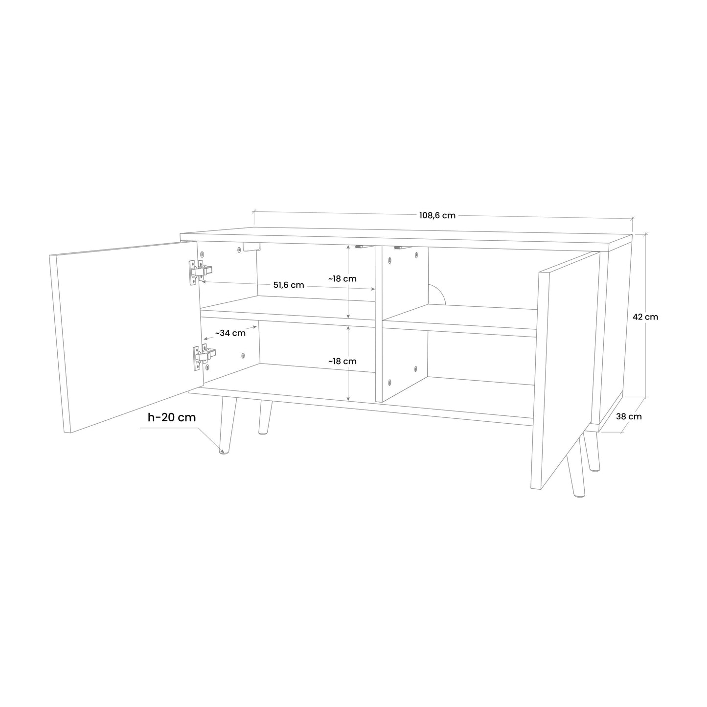 COLORFUL STRINGS Kompaktní dvoudveřový TV stolek